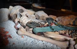 Hallstatt, Alta Austria: uno scheletro rinvenuto in tomba celtica. Questo borgo che s'affaccia sul lago Halstatter see e che è uno dei Patrimoni dell'Umanità dell'UNESCO ...