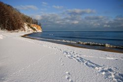 Scogliera di Orlowo a Gdynia: una spiaggia del mar Baltico in Polonia, fotografata in inverno con la neve - © Svend77 / Shutterstock.com