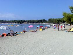 Spiaggia sabbiosa di Bijeca a Medulin, Istria (Croazia) - Questa foto splendida cattura un momento di pieno giorno, durante una giornata della bella stagione, che non può fare a meno ...