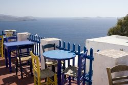 Terrazza nella Hora di Astypalaia, isole Dodecaneso, ...