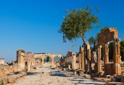 Via romana a Hierapolis, l'antica città a Pamukkale, nell' Anatolia occidentale in Turchia - © Tatiana Popova / Shutterstock.com