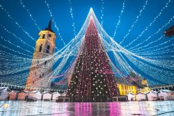 A Vilnius viene allestito in piazza uno degli alberi di Natale più belli del mondo