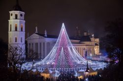 L’albero di Natale alto 27 metri nella Piazza della Cattedrale di Vilnius è il simbolo delle feste nella capitale della Lituania. - © Saulius Ziura