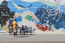 L'acquario di New York City a Coney Island, Stati Uniti. Istituito nel 1896, ospita al suo interno oltre 8 mila specie di animali marini, dagli squali alle otarie sino ai cavallucci marini ...