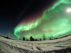 Aurora Boreale in Lapponia, nei dintorni di Rovaniemi in Finlandia.