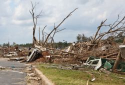 Auto, alberi e oggetti distrutti dopo un tornado nella città di Tuscaloosa, Alabama, USA - © Terry Underwood Evans / Shutterstock.com