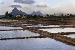 Azienda agricola del sale a Tamarin, Mauritius island - Tamarin ospita diverse saline, situate alle spalle del villaggio: assieme formano una specie di enorme reticolato in cui cielo e montagne ...
