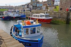 Barche da pesca ancorate al porto di Seahouses, Inghilterra. La città si trova a circa 15 miglia a nord-est di Alnwick fra i villaggi di Beadnell e Bamburgh - © Attila JANDI / Shutterstock.com ...