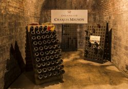Bottiglie di champagne nelle cantine di Charles Mignon a Epernay, Francia - © Daan Kloeg / Shutterstock.com