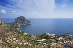 Vista panoramica di Capo Zafferano, il promontorio si trova a nord-est di Bagheria in Sicilia