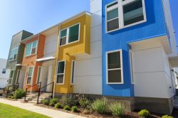 Case colorate in un quartiere della città di Austin, Texas (USA).
