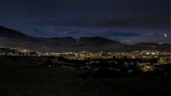 Castellana Sicula fotografata di notte con le Madonie sullo sfondo.