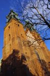 Dettaglio della cattedrale di Poznan, Polonia - Si innalza con le sue due alte torri la cattedrale gotica consacrata nel 1880
