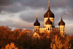 La cattedrale estone di Aleksandr Nevskij, a Tallinn, fu costruita tra il 1895 e il 1900 su progetto di Mikhail Preobrazhensky in stile russo. In autunno, contro un cielo minaccioso, è ...