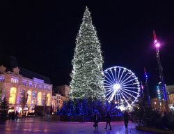 Il centro di Clermont-Ferrand (Francia) by night con decorazioni luminose e albero di Natale in Piazza Jaude - © Keitma / Shutterstock.com