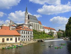 Scorcio del centro storico di Cesky Krumlov, ...