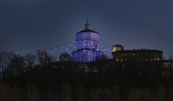 La chiesa di Santa Maria del Monte dei Cappuccini a Torino, Piemonte, by night. Alla fine del XVI° secolo fu il duca Carlo Emanuele I° a donare ai padri cappuccini il terreno del monte ...