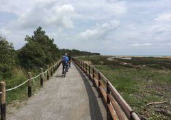 Cicloturismo a Bibione sulla pista ciclabile in riva al mare
