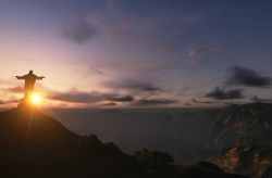 Tramonto sul Corcovado, con la silhouette del Cristo Redentore a Rio de Janeiro - © Constantin-Ciprian / Shutterstock.com