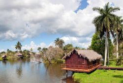 Le capanne presso Villa Guamà, sulla Laguna del Tesoro, nella zona meridionale della provincia di Matanzas, Cuba.