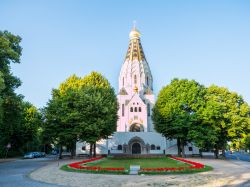 Dettagli architettonico di una chiesa ortodossa nella città di Lipsia, Germania.

