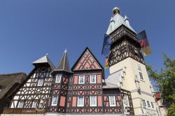 Facciata di edifici nell'Europa Park a Rust, Germania. Il parco ha aperto al pubblico i battenti il 12 luglio 1975; è stato creato da Franz Mack e dal figlio Roland - © Andreas ...