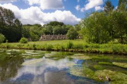 Fiume Coln nei pressi di Bibury, Inghilterra - Situato circa 130 chilometri ad ovest di Londra, Bibury è un pittoresco villaggio che regala ai visitatori scenari da sogno: stupende case ...