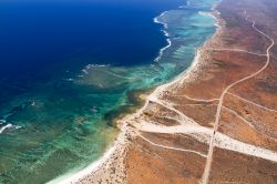 Fotografia aerea del Cape Range National Park e Ningaloo Reef a Exmouth, Australia Occidentale. Il parco occupa la parte occidentale della penisola di North West Cape; al alrgo della costa si ...