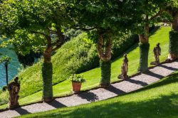 Un elegante giardino a Bellagio, sul lago di Como. Bellagio è un luogo ideale per rilassarsi godendosi il panorama, la quiete del lago ed effettuando qualche escursione nelle montagne ...