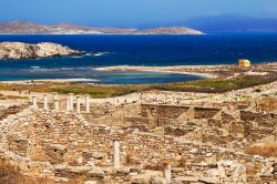 Gli scavi archeologici di Delos, arcipelago delle Isola Cicladi, mar Egeo (Grecia)