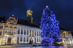 La Grand Place di Mons con albero Natale, durante il periodo dell'Avvento - Vallonia (Belgio).