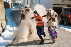 I bambini tirano la cenere alle maschere del Carnevale di Drezinca in Slovenia - © Xseon / Shutterstock.com