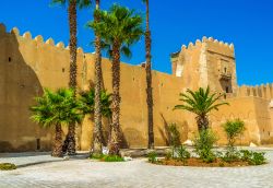 I bastioni della Medina di Sfax con le tipiche palme, Tunisia. La Medina di Sfax fu fondata nell’849 da Ali Ibn Salem, qadi di Sfax, su ordine del principe Aghlabide di Kairouan Abu Abbass ...