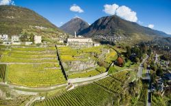 I vigneti di Sant'Anna di Sondrio e il convento di San Lorenzo in Valtellina (Lombardia).
