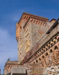 Il castello Creigher Canussio a Cividale del Friuli, Udine, Italia. Un particolare del palazzo che sorge in via Nicolò Canussio; oggi ospita la sede dell'omonina Fondazione.
