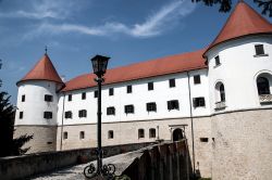 Il castello di Mokrice nei pressi di Brezice, Slovenia. Questa antica costruzione di epoca medievale ospita oggi un hotel di lusso con camere arredate in stile, un ristorante nella sala di una ...