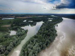 Il fiume Po non lontano da Brescello in Emilia-Romagna