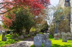 Il giardino e le tombe della Chiesa di Santa Maria a  Rye, Inghilterra, fotografati in primavera - © IR Stone / Shutterstock.com
