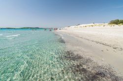 Il mare trasparente della spiaggia di Porto Pino, ...