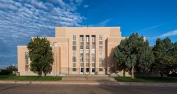 Il Palazzo di Giustizia a Tucumcari, New Mexico, Stati Uniti.

