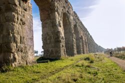 Il Parco degli Acquedotti a Roma, lungo il percorso dell'Appia Antica. Queste rovine sono state utilizzate come location di ripresa nella serie TV i Medici.