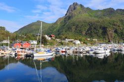 Il porto di Svolvaer sulle isole Lofoten, Norvegia. Qui il turismo sta diventando sempre più importante perchè la citatdina è perfetto punto di partenza per la visita alle ...