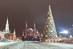 Il tradizionale albero di Natale sulla Piazza Rossa di Mosca in Russia