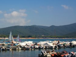 Imbarcazioni ormeggiate nei pressi della spiaggia di Marina di Campo, isola d'Elba, Toscana - © eZeePics / Shutterstock.com