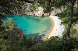 La baia e la spiaggia del Buondormire a Capo Palinuro nel Cilento, regione Campania