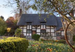 La casa della moglie di Shakespeare a Stratford-upon-Avon, Inghilterra - Il bel cottage in tipico stile inglese che un tempo fu di Anne Hathaway, consorte che Shakespeare sposò nel 1582 ...