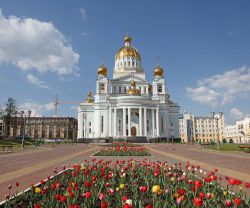 La cattedrale di St Fedor Ushakova Saransk, Russia. Considerato dagli abitanti della città come il beato patrono di Saransk, è stato ammiraglio al comando della flotta del Mar ...