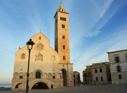 La cattedrale di Trani al tramonto, Puglia. Intitolata al santo patrono cittadino, San Nicola Pellegrino, la basilica di Trani è un classico esempio di architettura romanica pugliese.
 ...