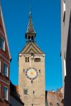 La celebre torre Smazturm a Landsberg am Lech, Germania. Questo villaggio si trova lungo la Romantische Strasse.
