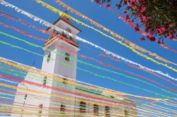 La chiesa della Candelaria nel quartiere di la Vera, Puerto de la Cruz, con decorazioni e addobbi (Spagna).

